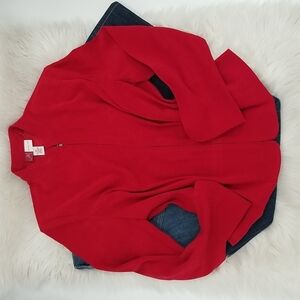 JM Collection Petite Red‎ Faux Suede Jacket w Front Zipper